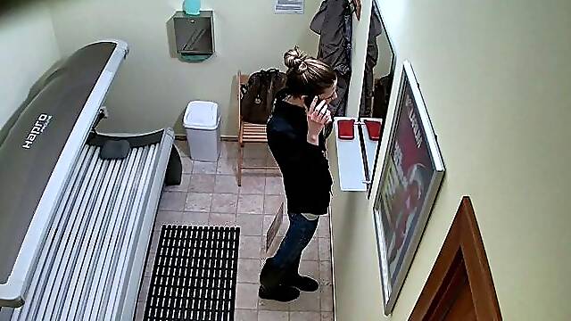 Slim teen in solarium