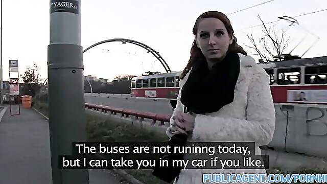 Redhead climbs into a strangers car
