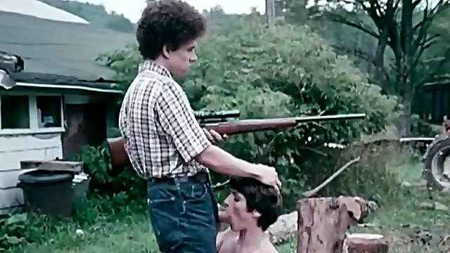 Vintage milfs sucking cock and getting drilled outside