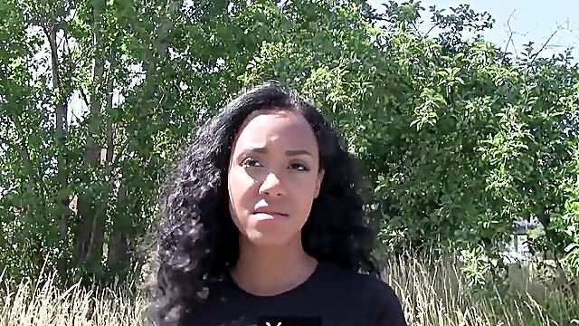 Ebony stunner gets fucked in POV in an outdoor video