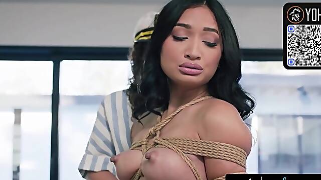 Two handsome dolls love lesbian restrain bondage play