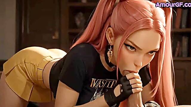 AI Catches Mira In KPop Skirt, Cock Slides Inside Her Soaked Pussy