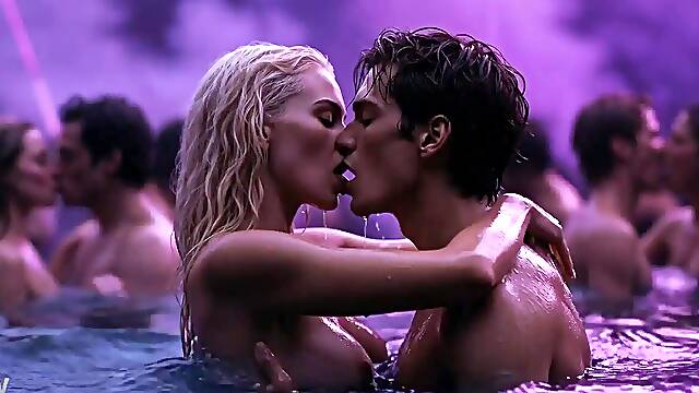 [AI-generated] Sex Rave (watch with sound) - Future Rave Erotic Party: Dancefloor Kisses, Lesbian DJs and Wet Underwater Tease