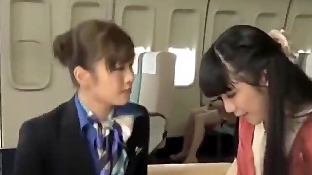 Lesbian Stewardess japanese licking