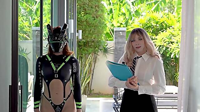 Savor a red-haired androids hidden functions with playful charm