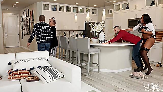 Thanksgiving Fuckfeast part 2 - Ebony Shemale Jexxxica Blake dicks her Bisexual Boyfriend in In-law house