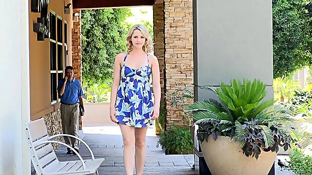 Blonde Babe Gets Turned On While Flashing Boobs In Public