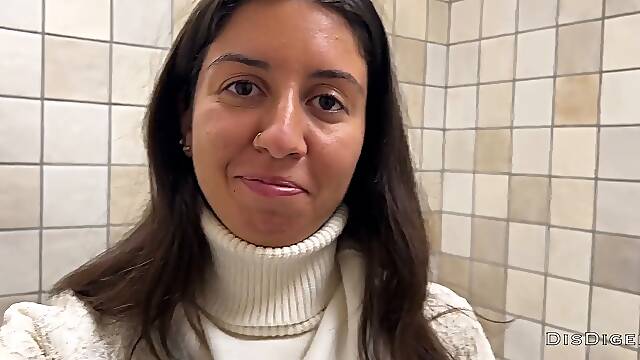 Real porn casting in A Public toilet of a Shopping Mall