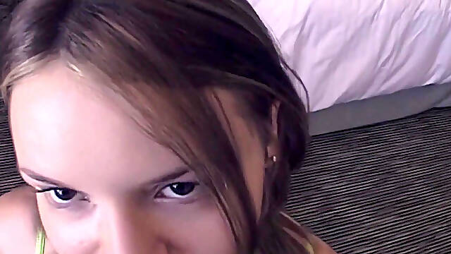Young Blonde Babe Sucks and Rides Her Dildo