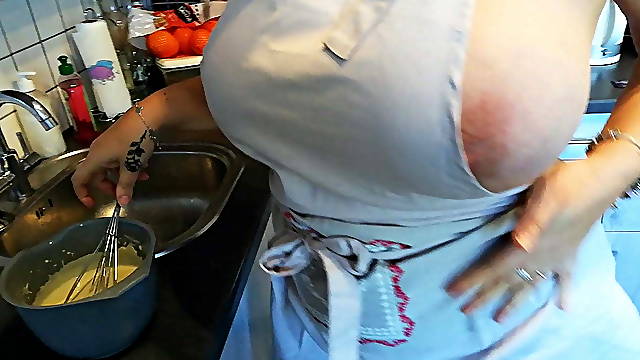 Chubby French housewife fucking in the kitchen